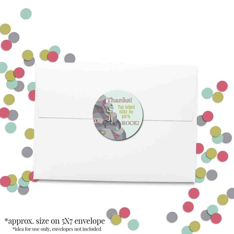Amanda Creation Rock Climbing Birthday Party Thank You Sticker Labels, 40 2" Party Circle Stickers by AmandaCreation, Great for Party Favors, Envelope Seals & Goodie Bags - Image 4